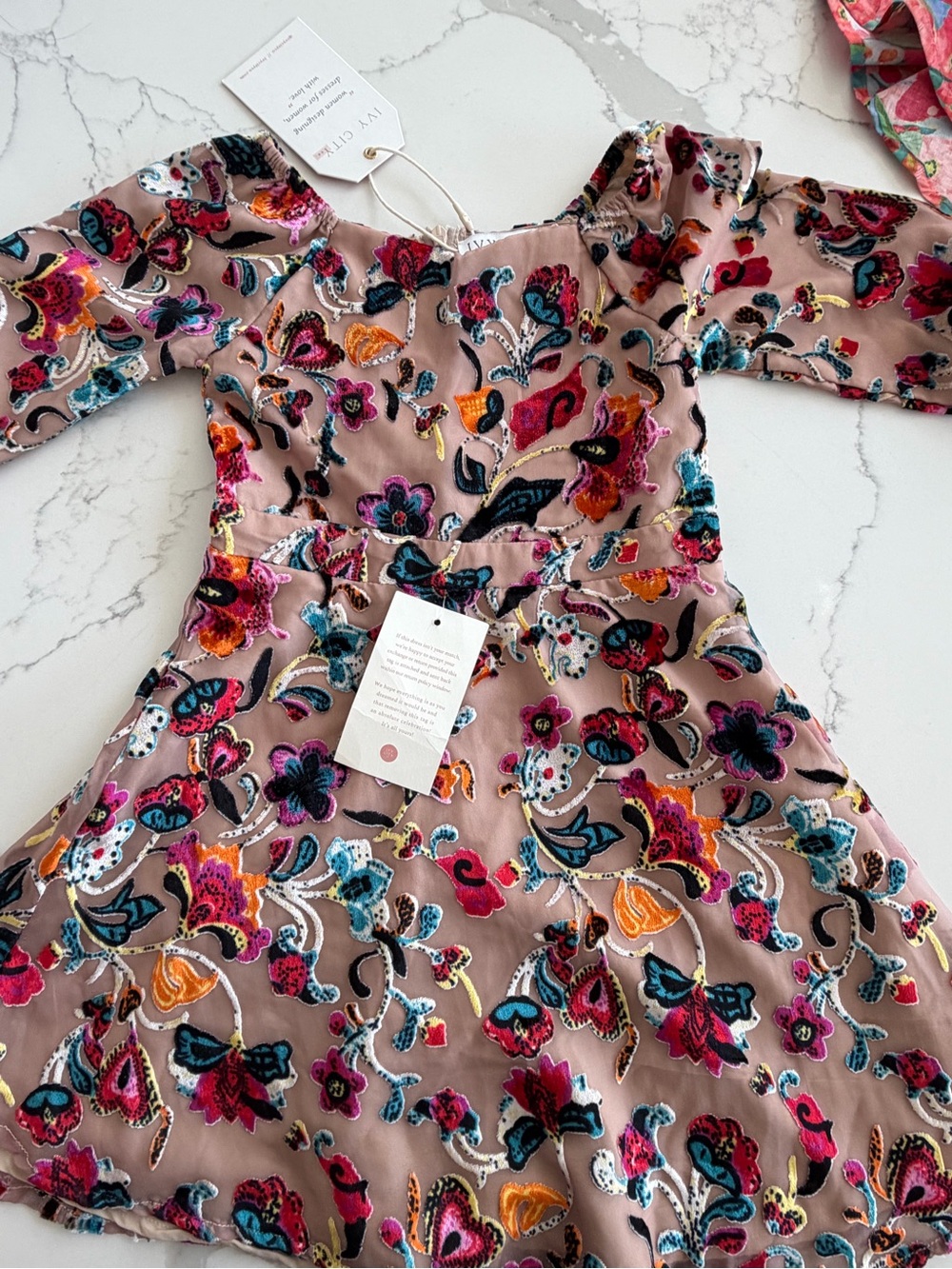 Ivy City Co Pink Floral Embroidered Party Dress